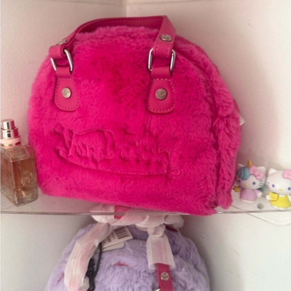 Von Dutch Pink Faux Fur Handbag